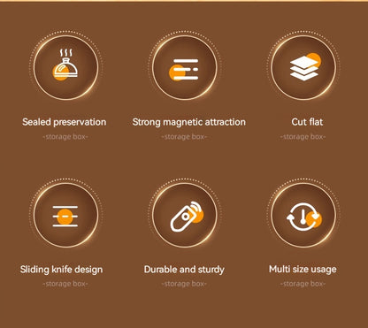 1pc Plastic Film Cutter, Fresh Film Cutter Dispenser, Refrigerator Magnetic Plastic Film Universal Cutting Box, Magnetic Refillable Plastic Packaging Dispenser With Cutter, Kitchen Tin Paper Cutting, Kitchen Tools