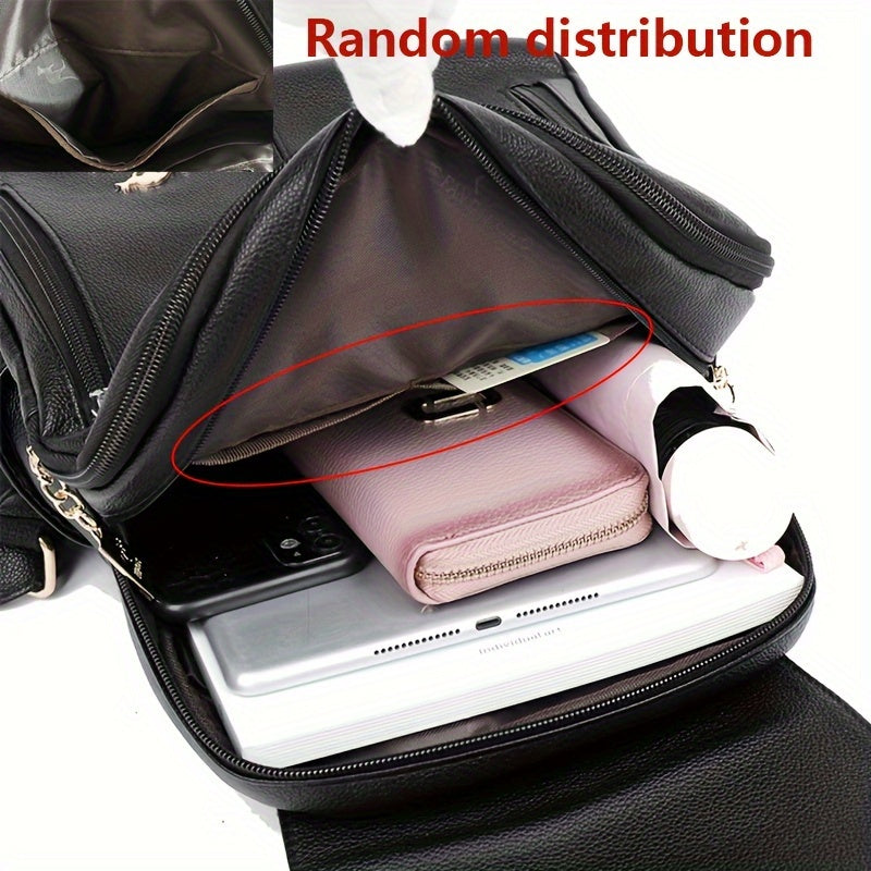 Logo Randomly Distributed New Style Versatile Women's Casual Large Capacity Simple Travel Short Distance Business Backpack Multifunctional Daily Commuting Shoulder Bag