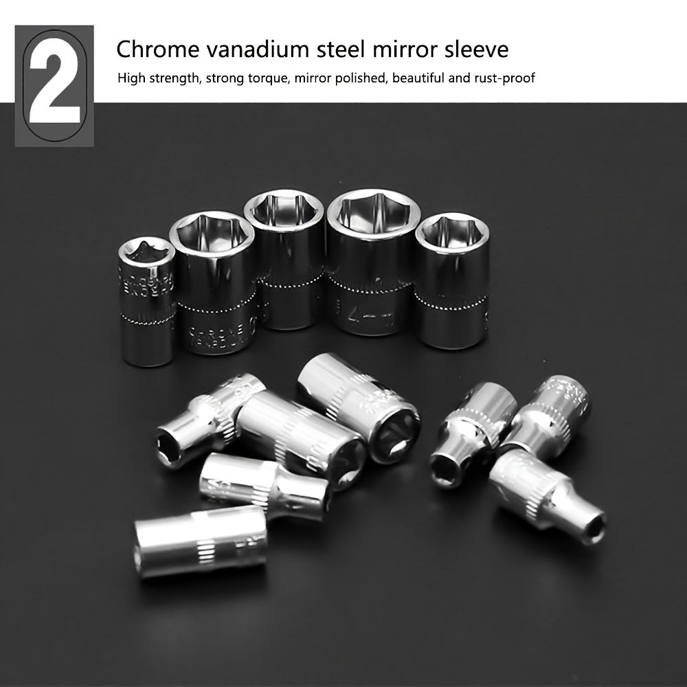 46pcs Motorcycle And Car Repair Toolkit: Ratchet Torque Wrench, Wrench, Screwdriver, Socket Set - Perfect For Motorcycle And Car Repairs!