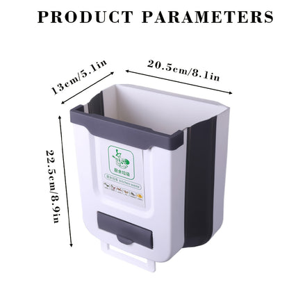 1pc Large Foldable Hanging Trash Can for Kitchen Cabinet Doors - Space-Saving, Wall-Mounted Waste Basket in White & Gray with Creative Sorting Feature, No Electricity Required, Cabinet Door Trash Can|Modern Kitchen Accessory|