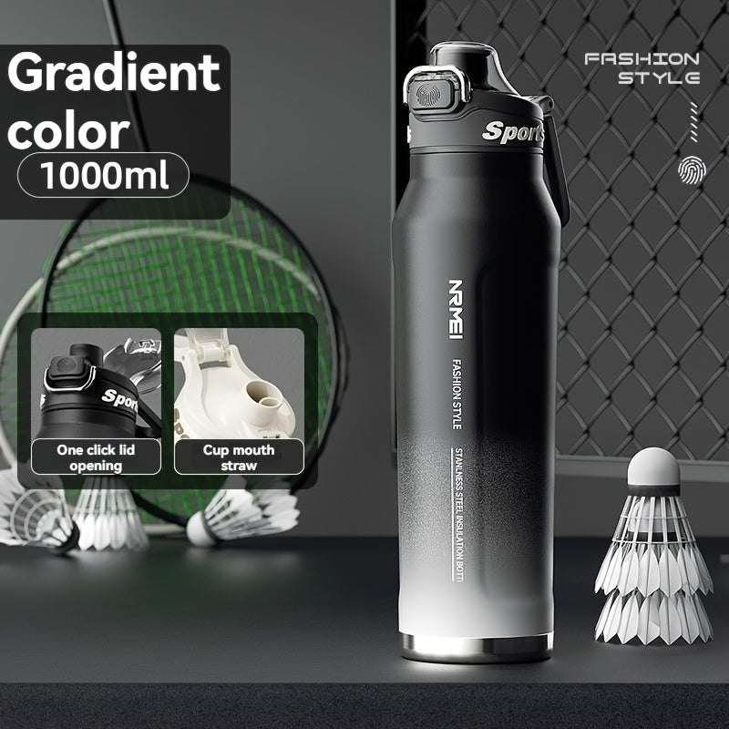 NRMEI Stainless Steel Water Bottle - 12-Hour Heat Retention, 24-Hour Cold Retention, Leak-Proof & BPA-Free with Portable Handle and Dual Drinking Cups, Perfect for Outdoor Cycling, Camping, Hiking, Valentine's Day, Mother's D