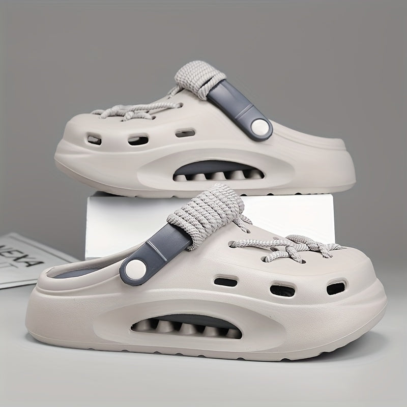 Women's White Clog with Thick Platform Heel - Adjustable Strap & Buckle, Beige - All-Season Indoor/Outdoor Beach Shoes, Lightweight Cushioned Sole, DIY Hole-Punchable Design (No Tools) for Garden, Pool, Casual Wear, Shoes For