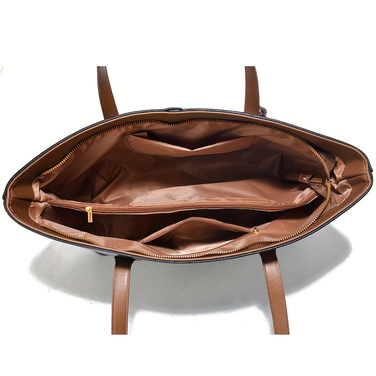 Large Capacity Vintage-Style Synthetic Tote with Fixed Shoulder Strap, Zipper Closure & Polyester - Coffee Brown, Multiple Pockets, Adjustable Shoulder Strap, Hand Washable - Ideal for Everyday Use, Small Purse