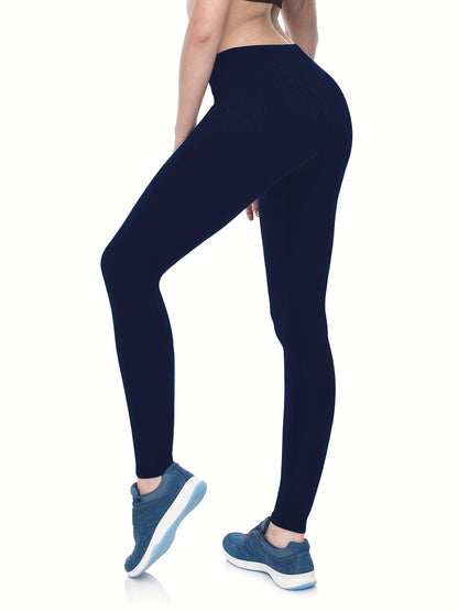 3-Pack High-Elasticity Slim-Fit 9/10 Length Pants - Solid Color Tight Waist All-Season Trousers, Machine Washable &amp; Dry Cleanable, Casual to Dressy Wear (Compatible with Skirts/Blouses) - Bulk Pack for Cost Savings &amp; Easy War