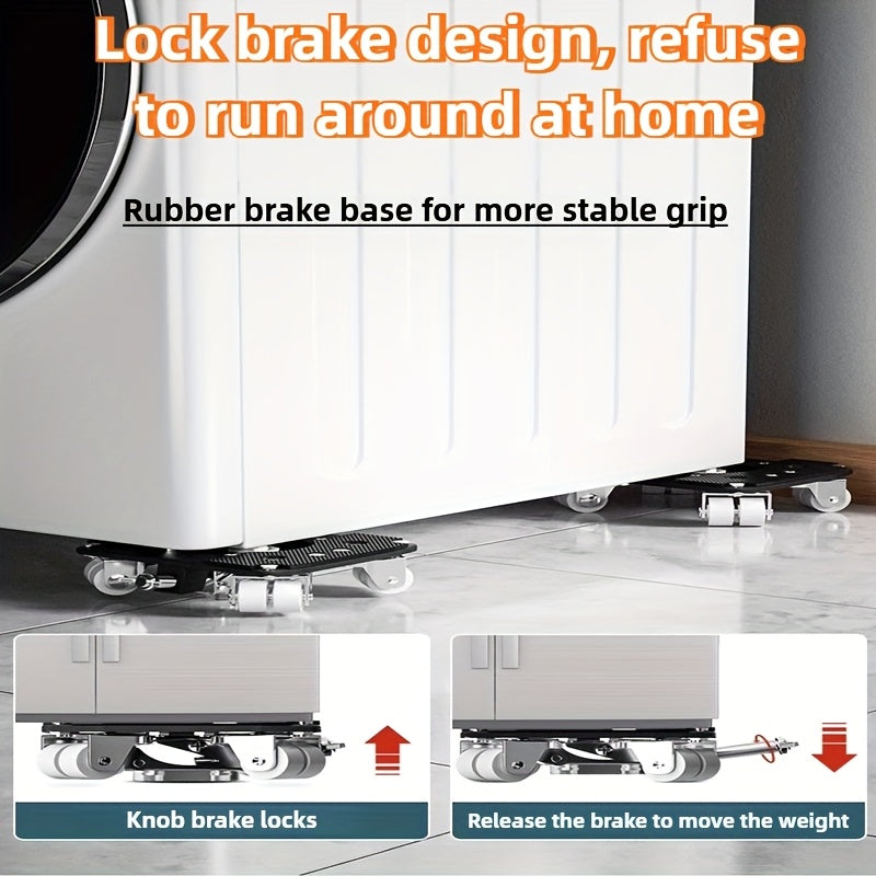 6-Piece Upgraded Furniture Dolly Set, Includes 4 Furniture Movers with 4 Wheels, 1 Pry Bar, 1 Pair of Gloves, Carbon Steel Panel Heavy-Duty Dolly, Furniture Lifter with 4 Universal 360° Swivel Rubber Wheels, Max Load 999.72