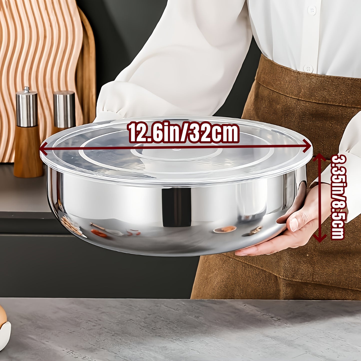 Large Stainless Steel Mixing Bowl with Lid - Rust-Resistant, Deep & Wide for Dough Kneading, Pasta Making, Vegetable Washing, Soups | Modern Kitchen Essential, Kitchen Essentials And Supplies