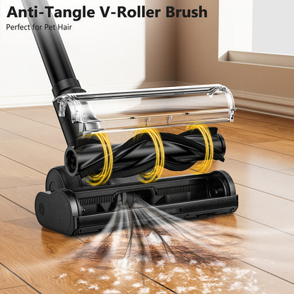 Cordless Vacuum Cleaner, Lightweight Powerful Stick Vacuum Cleaner, 60 Mins Runtime, Self-Standing, Stick Vacuum With Charging Dock Station, Upgraded Green Light&Anti-Tangle FloorBrush, Handheld Vacuum For Pet Hair/Carpet/Flo
