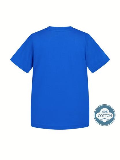 T-shirt infantil de cor sólida, blusa casual de manga curta, t-shirt infantil para o verão.