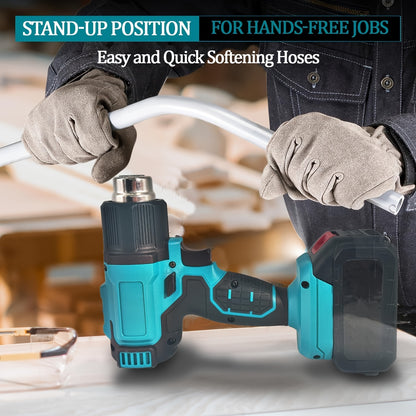 Cordless Heat Gun, Hot Air Gun Compatible With Makita 18V Battery, Dual Temp Setting Max 1022°F (550°C), 3 Nozzle For Crafts, Shrinking PVC, Wrapping And Paint Stripping (No Battery)