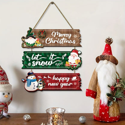 Decorative Signs &amp; Plaque 3pcs Christmas Hanging Ornaments - Santa Claus, Snowman And Reindeer Wooden Wall Decorations, Suitable for Home Interior Seasonal Farmhouse Art Decoration, Products That Can Be Used in 11 Festivals