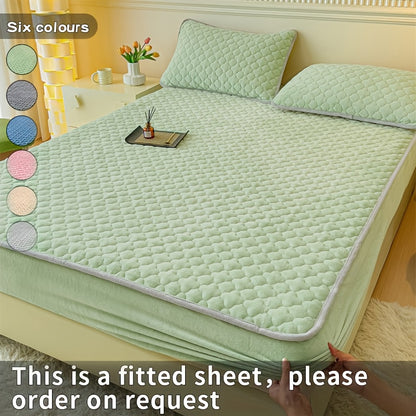 Conjunto de 3 peças de lençol de baixo e fronha em veludo macio e confortável, com enchimento grosso tipo sanduíche, excelente efeito de aquecimento, altura do lençol de baixo de 30 cm, estilo acolchoado, ideal para quarto de hóspedes e quarto de família.