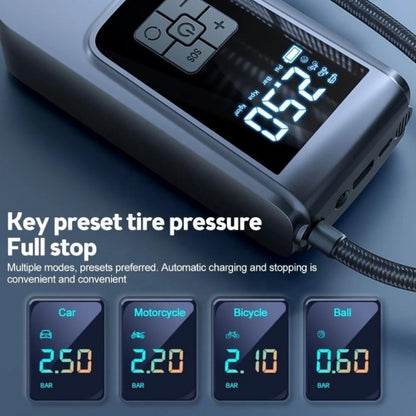 Portable Tire Inflator Air Compressor with Pressure Gauge - 150PSI Electric Pump with LED Flash Screen, 2000mAh Rechargeable Lithium Battery, USB Charging, for Cars, Motorcycles, Bicycles, Balls