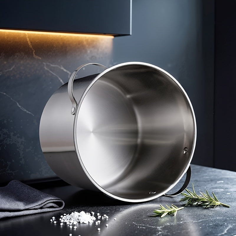 PureCook IH Stainless Steel High Pot 6/15L with Double Handle and Tempered Glass Lid - Suitable for Stew, Soup & Induction Cooking - Durable Food Grade, Even Heating, Thick Material, Non-Toxic, Cool Touch Handle, Perfect Kitc