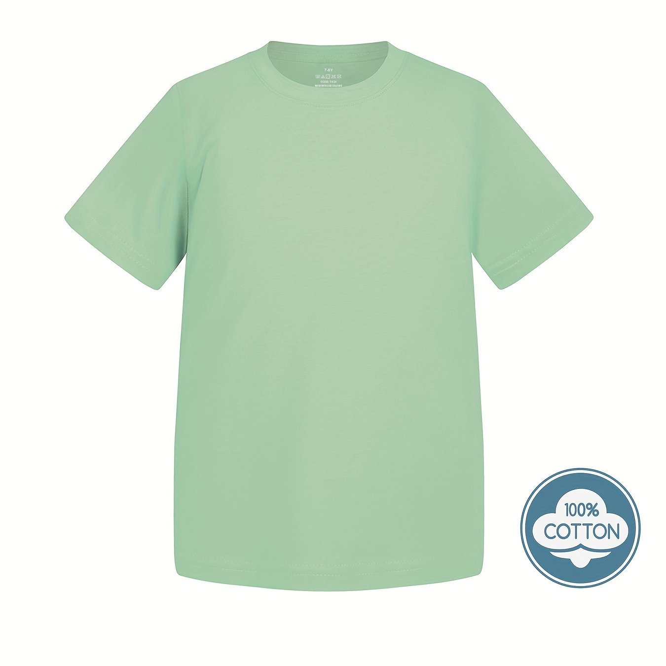 T-shirt infantil de cor sólida, blusa casual de manga curta, t-shirt infantil para o verão.