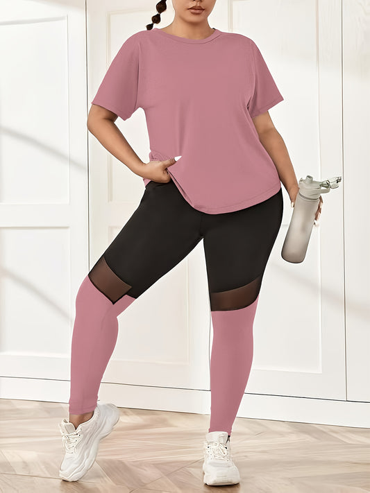 205 New Fashion Backless Quick-Dry Short Sleeve Top and Loose-Fit Sports Pants Fitness Set