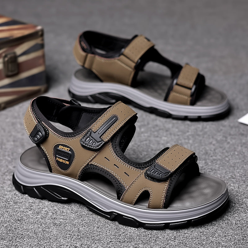 Men's Outdoor Sport Sandals, Athletic Open Toe Walking Sandals with Adjustable Hook and Loop Straps, Comfortable Cushioned Non-Slip Sole for Hiking, Beach, Travel, and Summer Water Activities