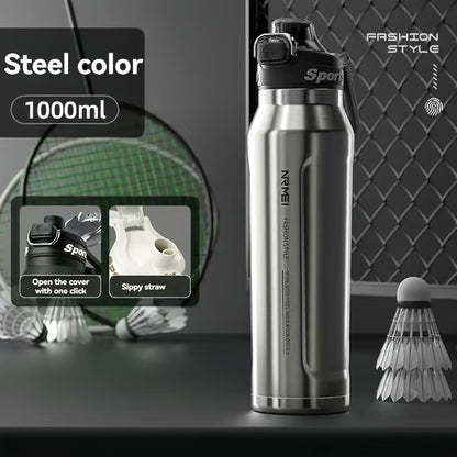 NRMEI Stainless Steel Water Bottle - 12-Hour Heat Retention, 24-Hour Cold Retention, Leak-Proof & BPA-Free with Portable Handle and Dual Drinking Cups, Perfect for Outdoor Cycling, Camping, Hiking, Valentine's Day, Mother's D