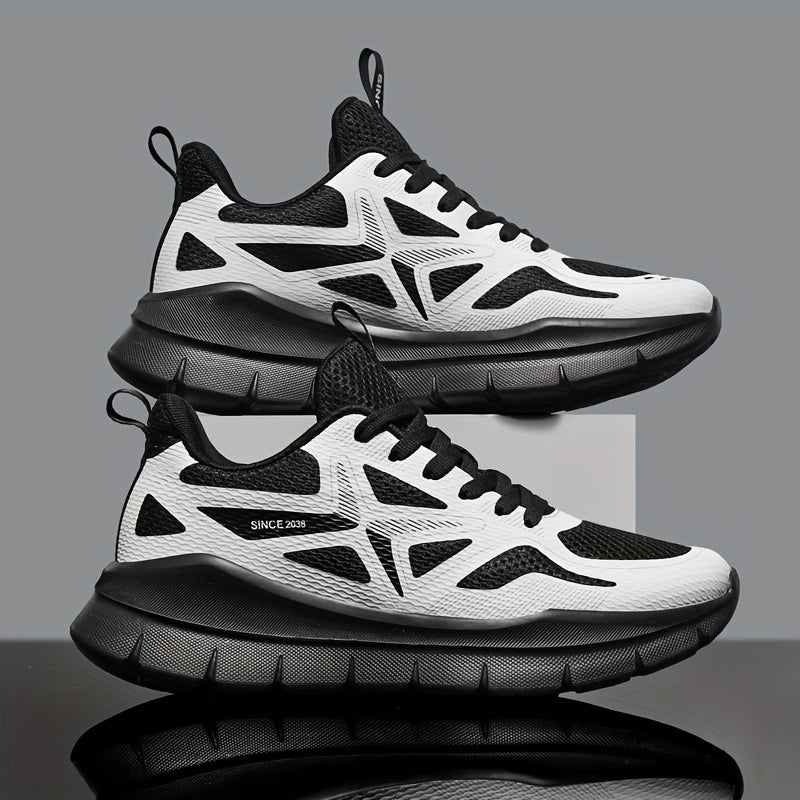 Men's Fashionable Casual All-Match Sports Shoes, Comfortable Trendy Running Sneakers with Cross Training Features, Outdoor Trail Running Shoes, Lace-Up Low-Top Design, Fabric Upper and Lining, MD Sole