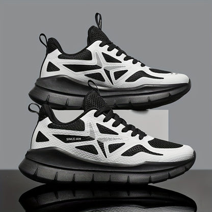 Men's Fashionable Casual All-Match Sports Shoes, Comfortable Trendy Running Sneakers with Cross Training Features, Outdoor Trail Running Shoes, Lace-Up Low-Top Design, Fabric Upper and Lining, MD Sole