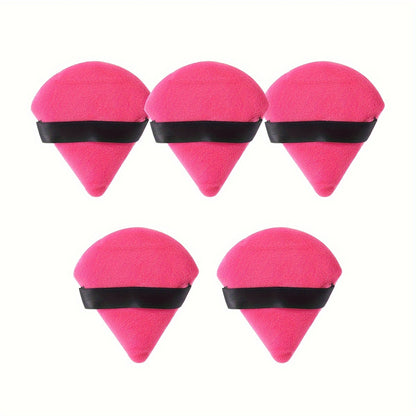5pcs Soft Triangle Powder Puffs for Loose Powder, Mineral Powder, Body Powder, Velour Cosmetic Foundation Sponges - Nude and Black - Beauty Makeup Tools