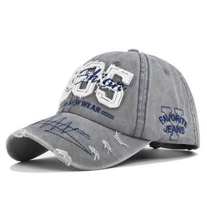 1985 Embroidery Ripped Baseball Cap Washed Distressed Patch Adjustable Dad Hat Vintage Lightweight Sunscreen Sports Hat