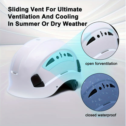 Adjustable Safety Helmet with Integrated Visor - Durable ABS Plastic, Ergonomic Design for Construction & Industrial Use, White, Construction Safety Gear, Sleek Glossy Finish, Secure Fit Straps