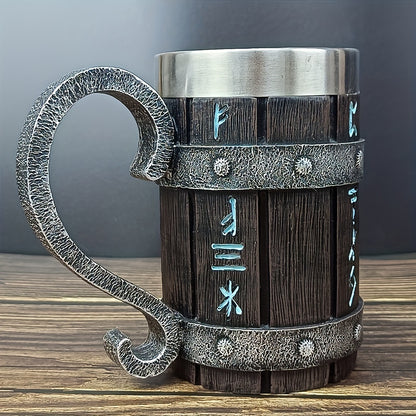 1pc Creative Barrel Cup, 20oz Stainless Steel Mug, Reusable Multipurpose Coffee Mug for Men, with Resin Crafted Double-Wall Design, for Juice Beverage Cup - Hand Wash Only