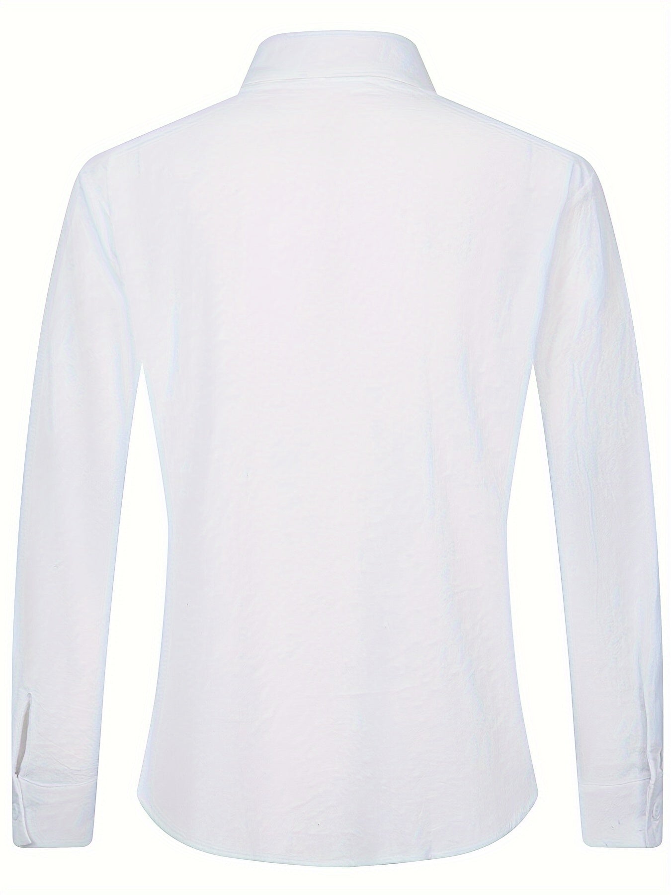 Camisa de homem em algodão de manga comprida e cor sólida com botões, modelo com lapela, ideal para a primavera e outono.