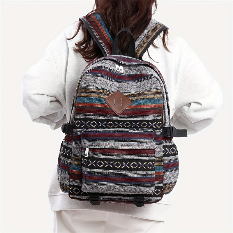 2025 Vintage Style Backpack with Adjustable Straps, Multiple Compartments in Brown, Red, Blue and Gray, Large Capacity Travel Backpack and Daypack, Travel Backpack