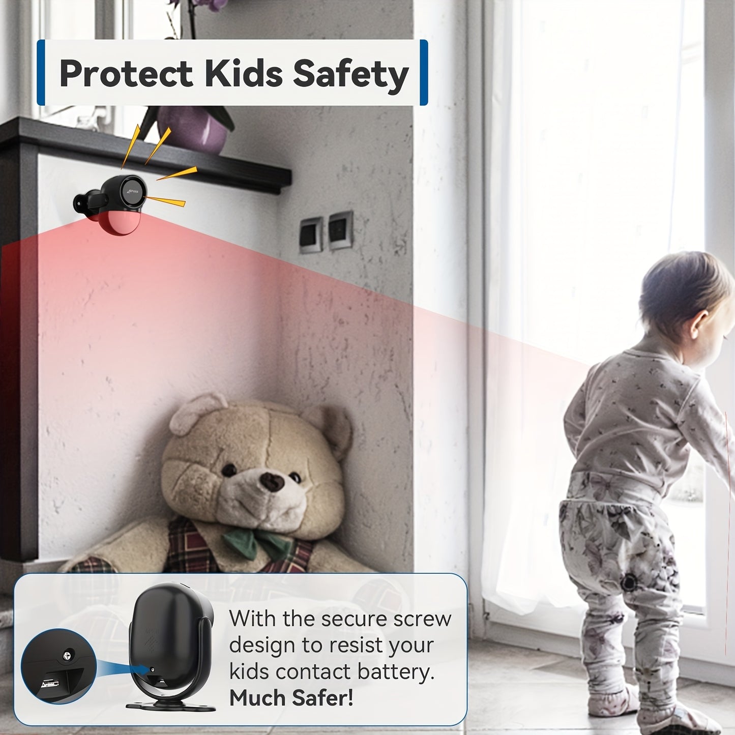 Motion sensor alarm with remote control, 125dB anti-theft alarm system, suitable for home, RV, garage, office, apartment, car