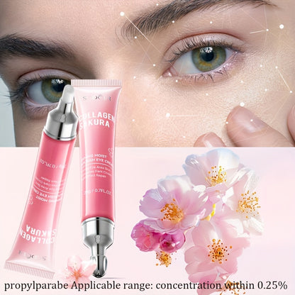 [Top-Rated] Sakura Collagen Eye Cream - 20g, Hydrating & Firming, Reduces Dark Circles & Wrinkles, for All Skin Types, Hypoallergenic with Hyaluronic Acid, Caffeine & Ceramides, Moisturizing & Anti-Aging,, Suitable for Sensit
