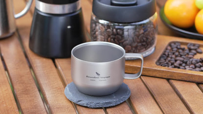 Boundless Voyage 200ml Titanium Double Wall Mug – Ultralight, Durable, Portable Coffee Cup with Handle for Travel, Camping & Outdoor Adventures, Travel Coffee Mug | Modern Minimalist Mug | Titanium Construction, Coffee Trav