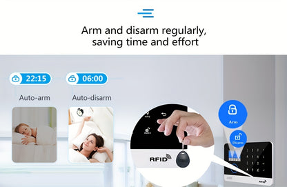 WiFi + GSM Auto-dial Smart Home Security Alarm System 433MHz LCD Display Alarm Panel Door Window Sensor PIR Motion Sensor Kit APP Remote Control Compatible With Alexa Google Home