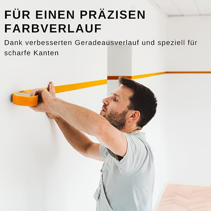 20pcs Orange Painter's Tape, 30mm x 50m - Removable Adhesive for Walls, Automotive, and Home Decor, No Solution Needed, Strong Bond to Concrete Surfaces, Wall Sticker | Consistent Width | Strong Adhesive