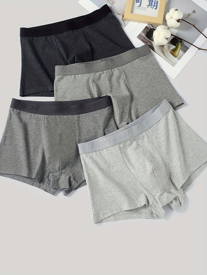 4pcs Dark Grey and Light Grey Men's Underwear