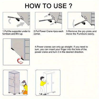 Eight-Piece Mobile Furniture Tool Set - 158.76 KG Load Capacity - Heavy-Duty Steel Mobile Furniture Tools, Easy Replacement and Mobile Solutions - No Electricity Required, Durable and Reliable 360-Degree Moving Tool for Home Use