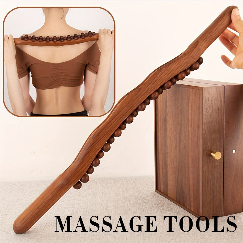 1pc Massage Tools For Body With 31 Beads, Muscle Shaping, Wooden Massage Stick For Back, Neck, Hand, Leg, Waist