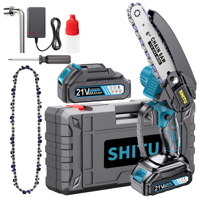 2025 New Cordless Mini Chainsaw, Lightweight and Portable Electric Tree Trimmer, Equipped with Splash Guard, Safety Lock, Rechargeable Battery and Safe Finishing, Can Quickly Cut Tree Branches, Yards, Houses and