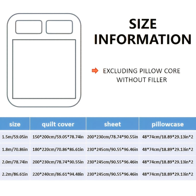 4pcs Soft & Comfortable Plant Print Bedding Set, Duvet Cover, Flat Sheet & 2 Pillowcases (No Fillers), All-Season Polyester with Zipper Closure, Machine Washable, Breathable & Fade-Proof Fabric, Perfect for Bedroom Dorm Guest