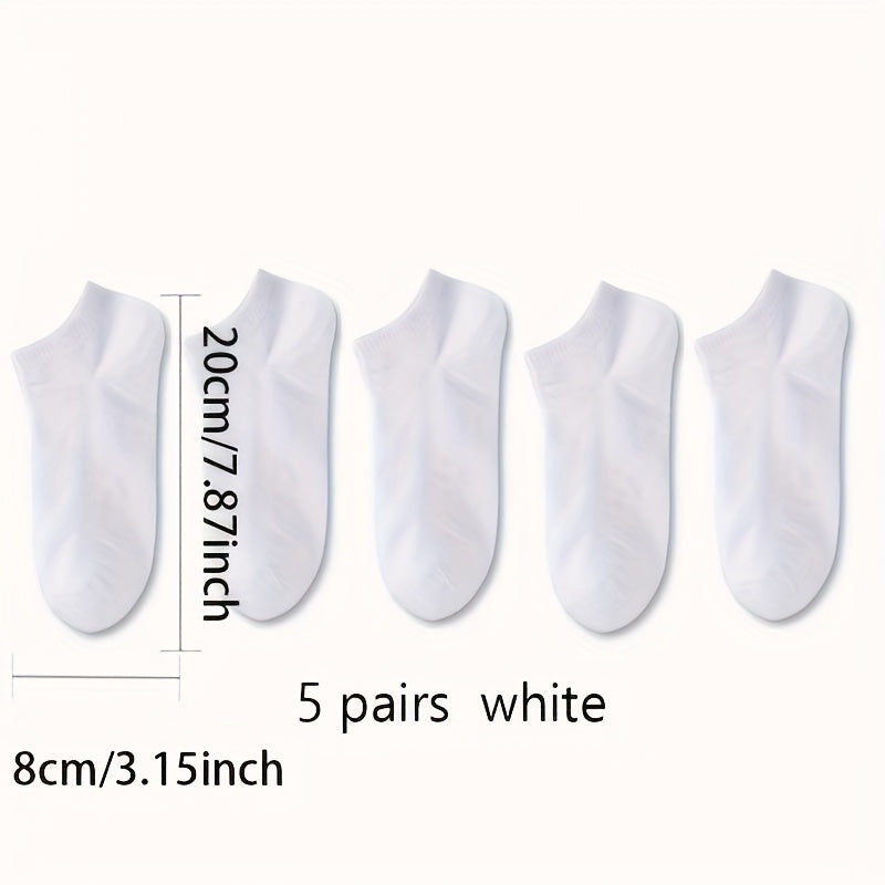 5 Pairs Ultra-Comfortable Low-Cut Ankle Socks - Breathable, Stretchy, and Durable for Sports & Casual Attire - Solid Black, Gray, and White, Sports Socks, Versatile Sock Options, Simple Sock Design, Breathable Fabric