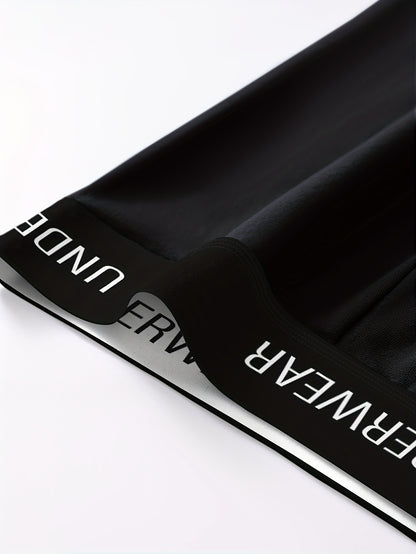 5-Pack Men'S Black High-Waisted Boxer Briefs - Premium Comfort, Breathable & Light Beige-Friendly Underwear for Youth, Casual Attire, Stylish Undergarments, Modern Undergarments, Soft Material, Comfortable Fit, Multipack Unde