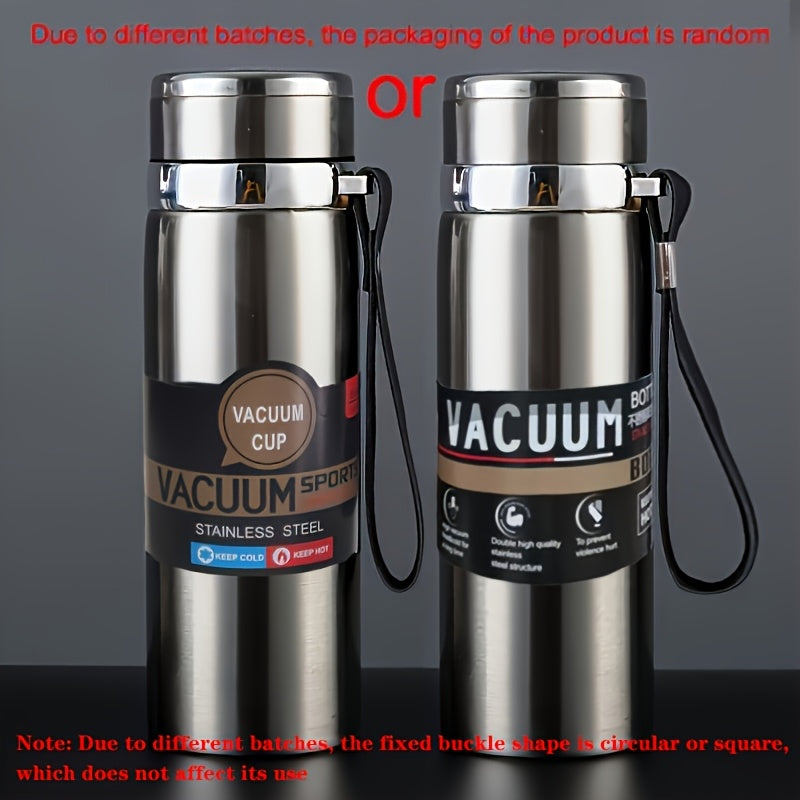 800ml/27oz Stainless Steel Insulated Water Bottle with Carrying Strap - Keeps Drinks Hot for 10 Hours or Cold for 24 Hours, BPA-Free, Portable for Camping, Hiking, Driving, and Travel