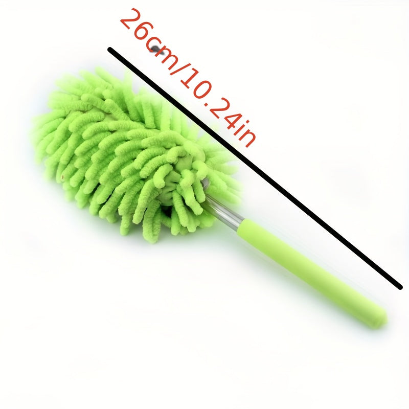 1pc, Stainless Steel Telescopic Fiber Duster - Efficient Dust Removal And Sweeping With PP Wool - Cleaning Tools And Supplies
