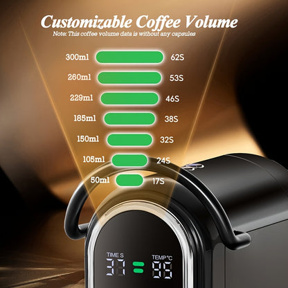 CAFELFFE 4-in-1 Capsule Coffee maker, Automatic Coffee Machine with hot & cold extraction, visual LCD panel, 7-level water adjustment. Compatible with DG/Nes Original/ground coffee/ese Pod, 19Bar. Suitable for home/office, pe