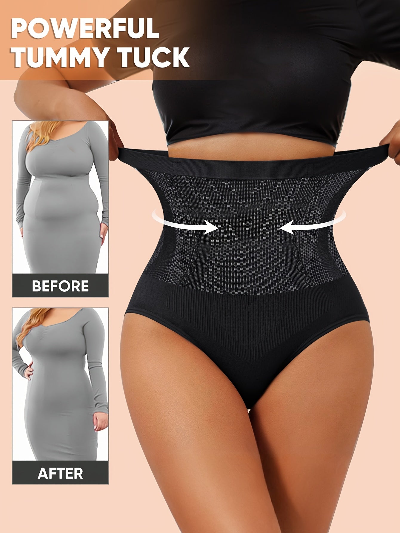 MIOTAN Women'S Plus Size High-Waist Shaping Panties - Breathable Mesh, High Elasticity, 1XL-5XL, Nylon, Butt Lifting & Tummy Control, & Casual Wear, High Waisted Panties, Tummy Control Underwear, Mesh Fabric Underwear, Comfor