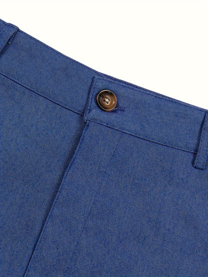 Classic Design Dress Pants, Men's Formal Solid Color Slightly Stretch Elegant Dress Pants For Spring Summer Business Banquet Dinner, Old Money Style