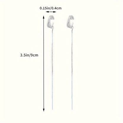 Shiny Zircon Decor Sexy Ear Cuff Threader Earrings Copper Jewelry Exquisite Female Gift Daily Casual