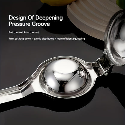 1pc Premium Stainless Steel Heavy Duty Manual Citrus Juicer - Large Hand Press Lemon Lime Squeezer with Ergonomic Handle, Durable Kitchen Tool for Home & Restaurant Use, Sleek Metallic Finish, Modern Kitchenware, Robust Const