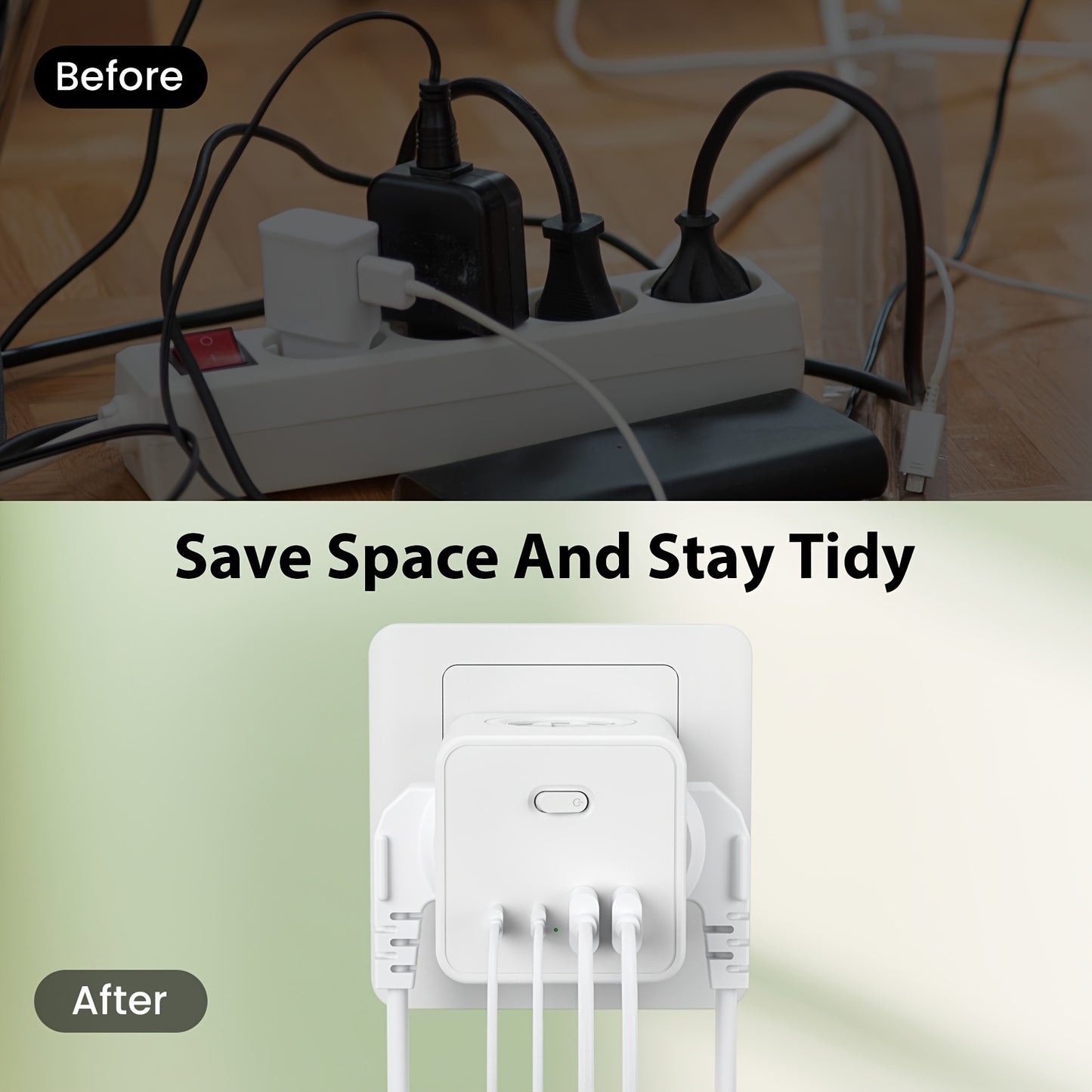 5-in-1 Portable Power Socket Adapter - 4000W Large Capacity, Compact Cube Design with 4 USB Ports & 2 AC Outlets, European Plug, On/Off Switch for Home & Office Appliances, White, Power Adapter for Electronics, Versatile Char