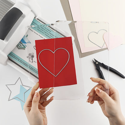 2pcs Clear Metal Cutting Pads for Die Cutting Crafts - Precision Die &amp; Embossing Machine Replacement Pads with Heart &amp; Star Designs, Ideal for Crafting and Card Making, Precision Cutting|Creative Crafting|Durable Craft To